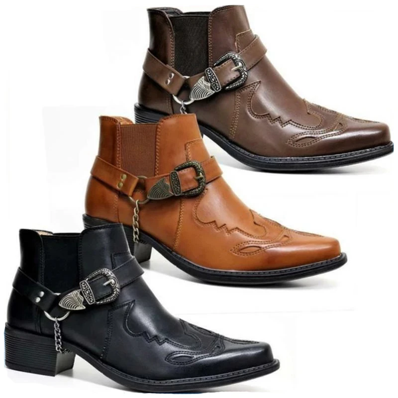 Vintage Fashion Online - Botas Masculinas de Couro Vintage Estilo